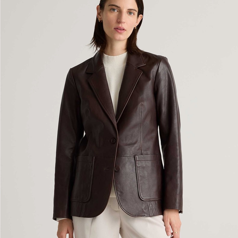 quince 100% leather blazer